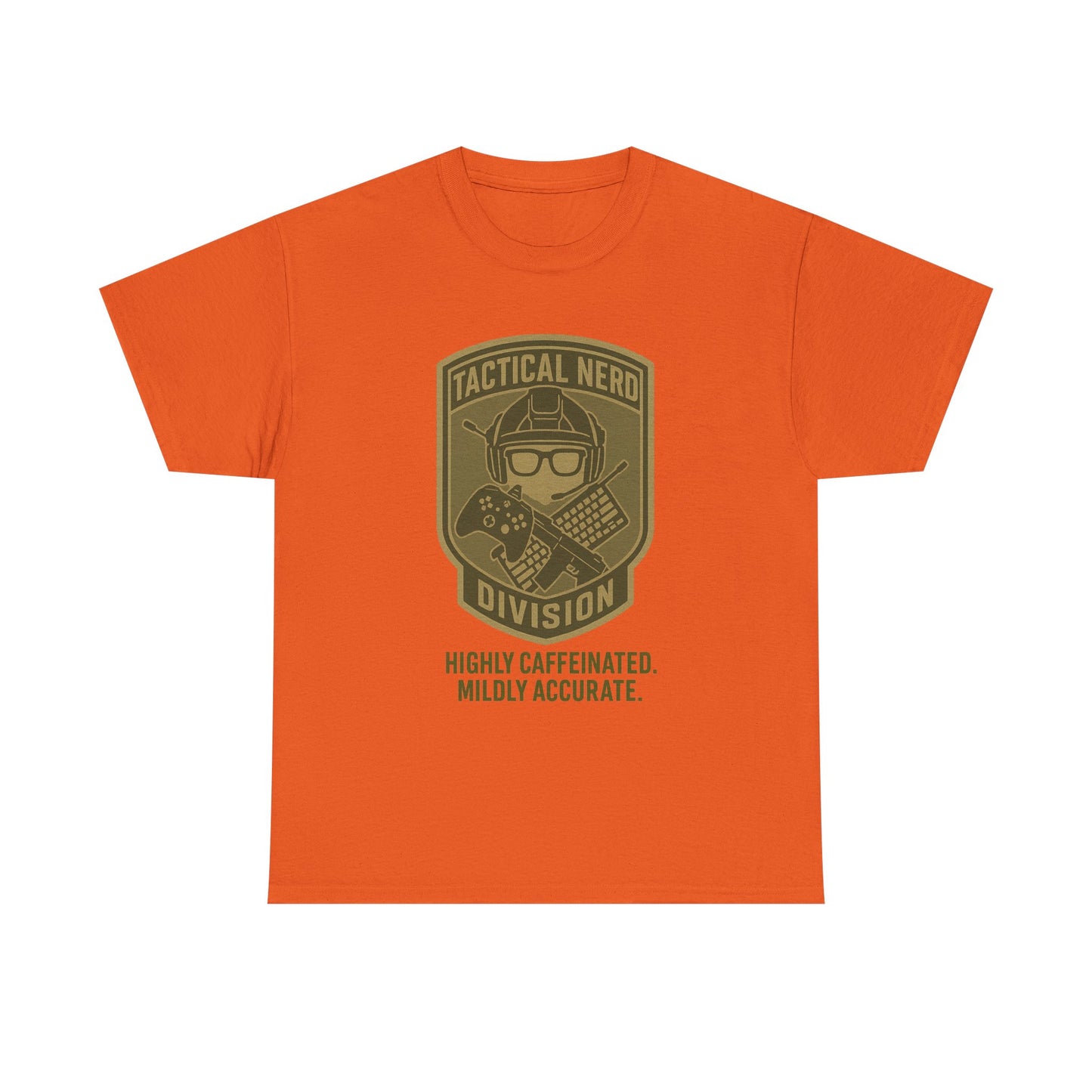 Tactical Nerd Unisex Heavy Cotton Tee - Highly Caffeinated, Mildly Accurate
