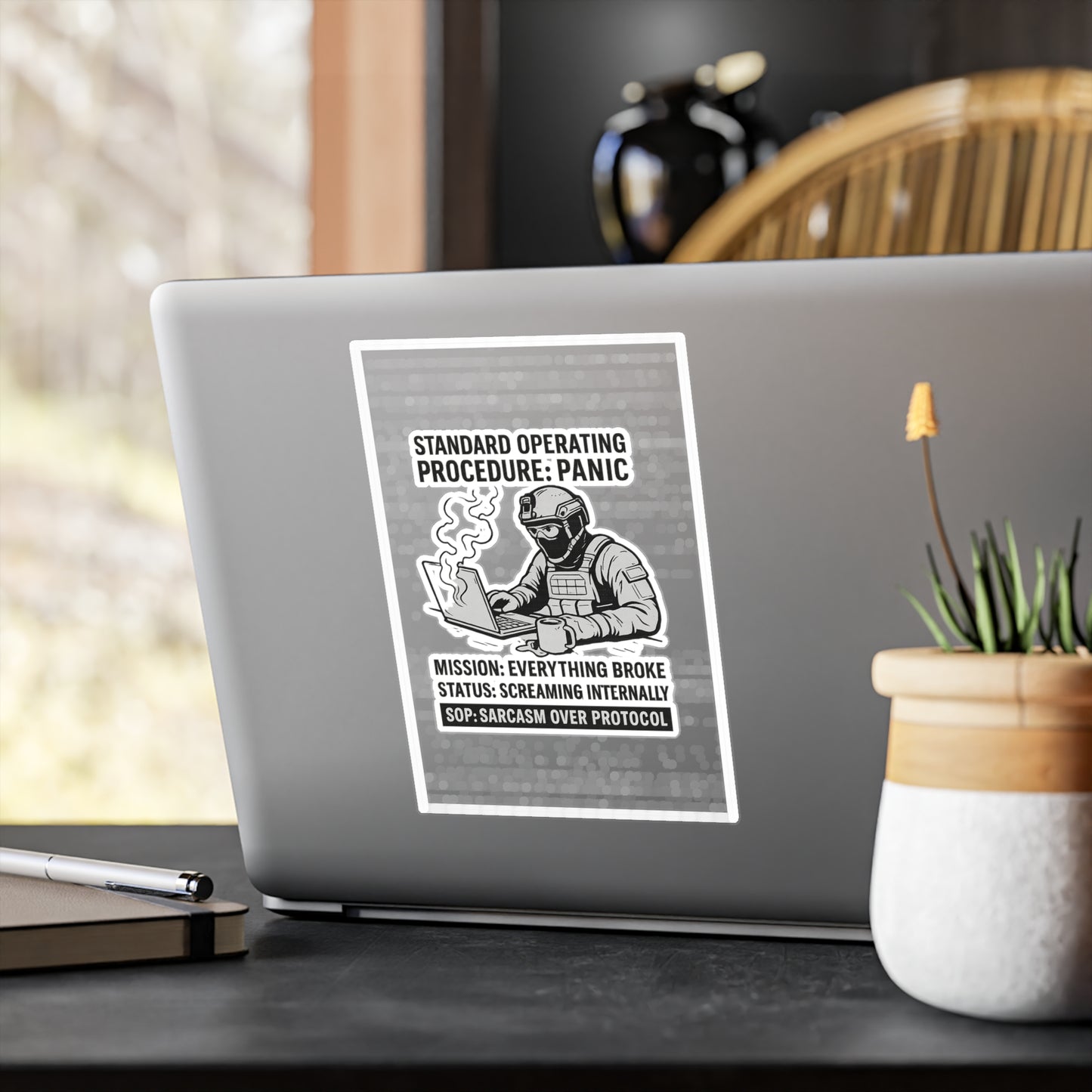 Humorous Vinyl Decals - "Standard Operating Procedure: Panic"