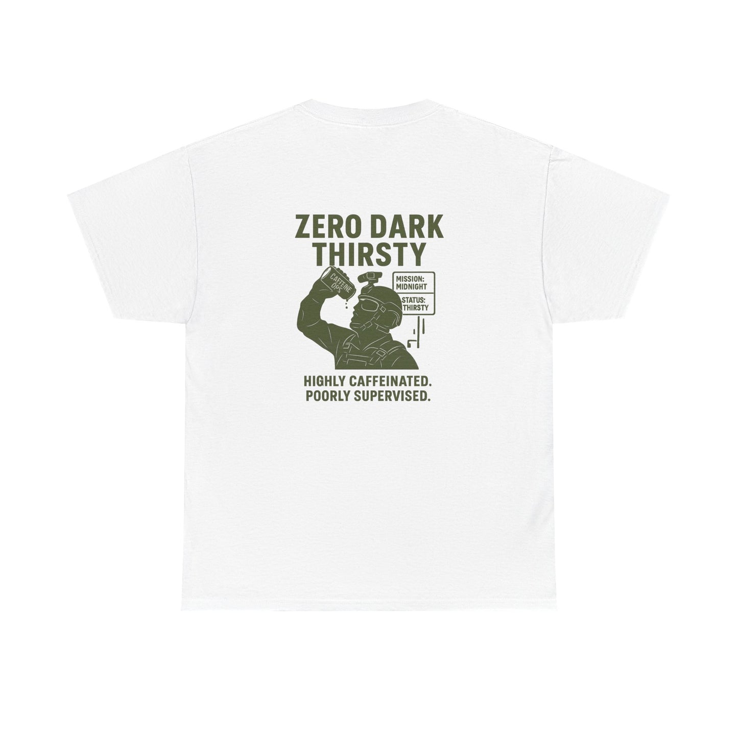 Zero Dark Thirsty Unisex Heavy Cotton Tee - Funny Coffee Lover Shirt