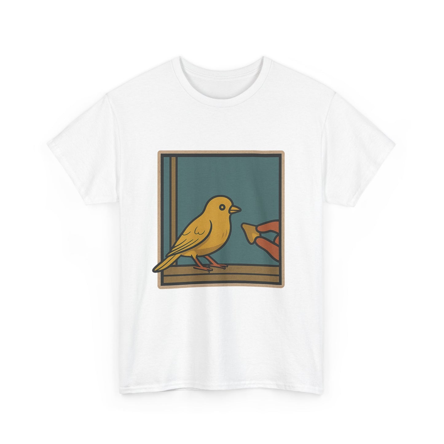 Yellow Birdie Unisex Heavy Cotton Tee - Vibrant Bird Design for Nature Lovers LOL You know what happens.