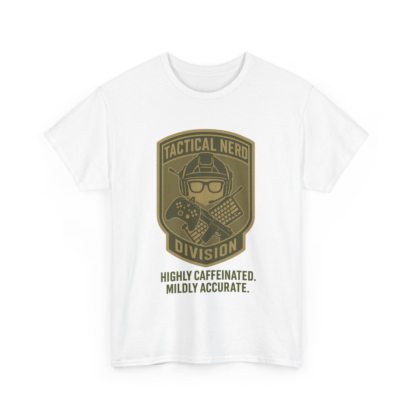 Tactical Nerd Unisex Heavy Cotton Tee - Highly Caffeinated, Mildly Accurate