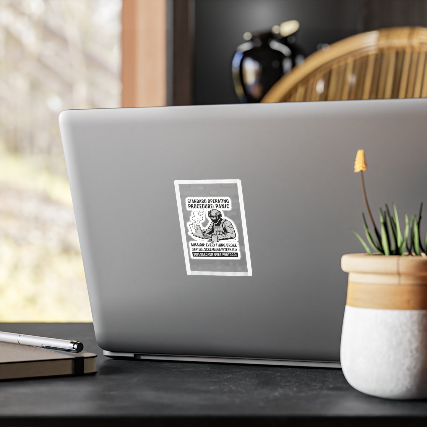 Humorous Vinyl Decals - "Standard Operating Procedure: Panic"