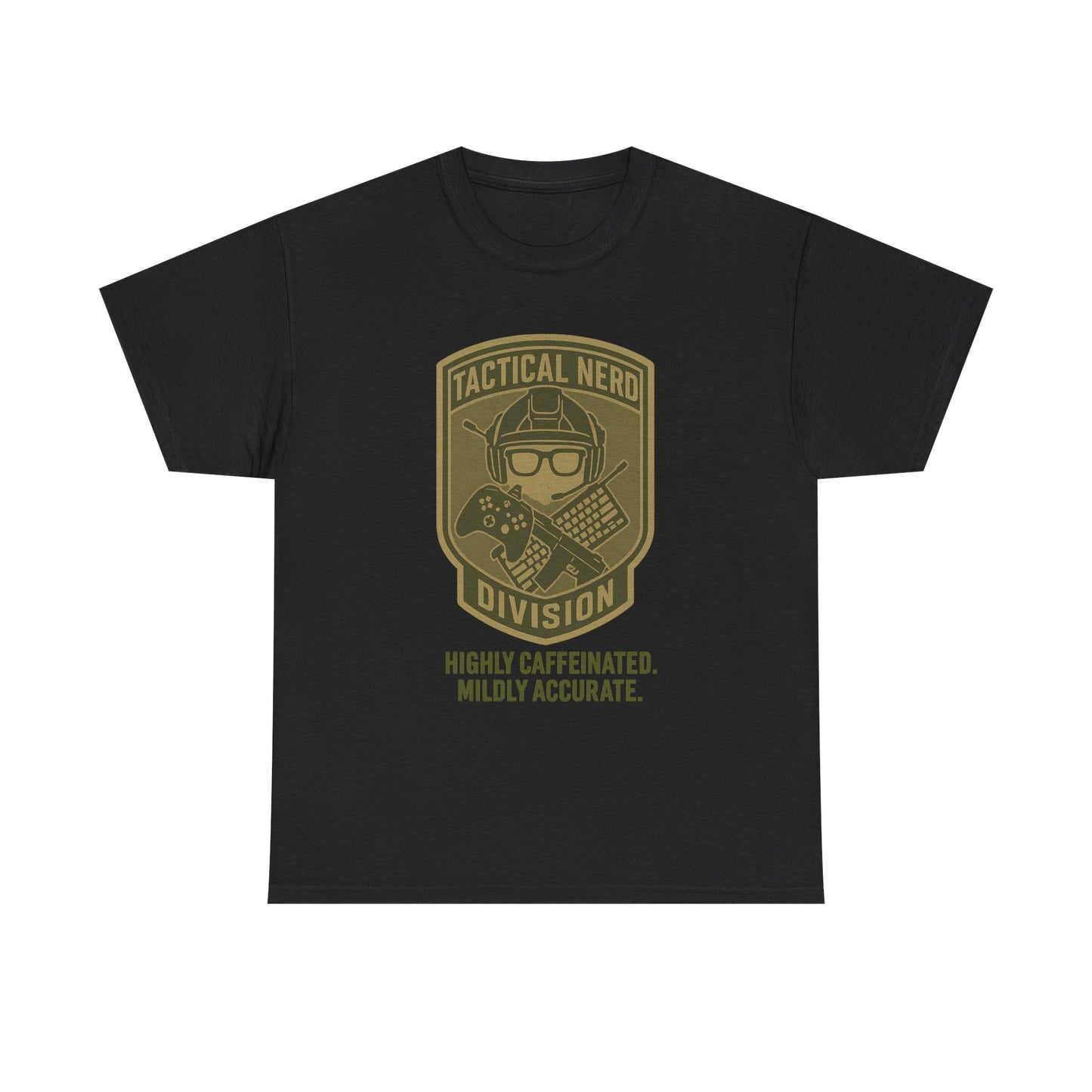 Tactical Nerd Unisex Heavy Cotton Tee - Highly Caffeinated, Mildly Accurate