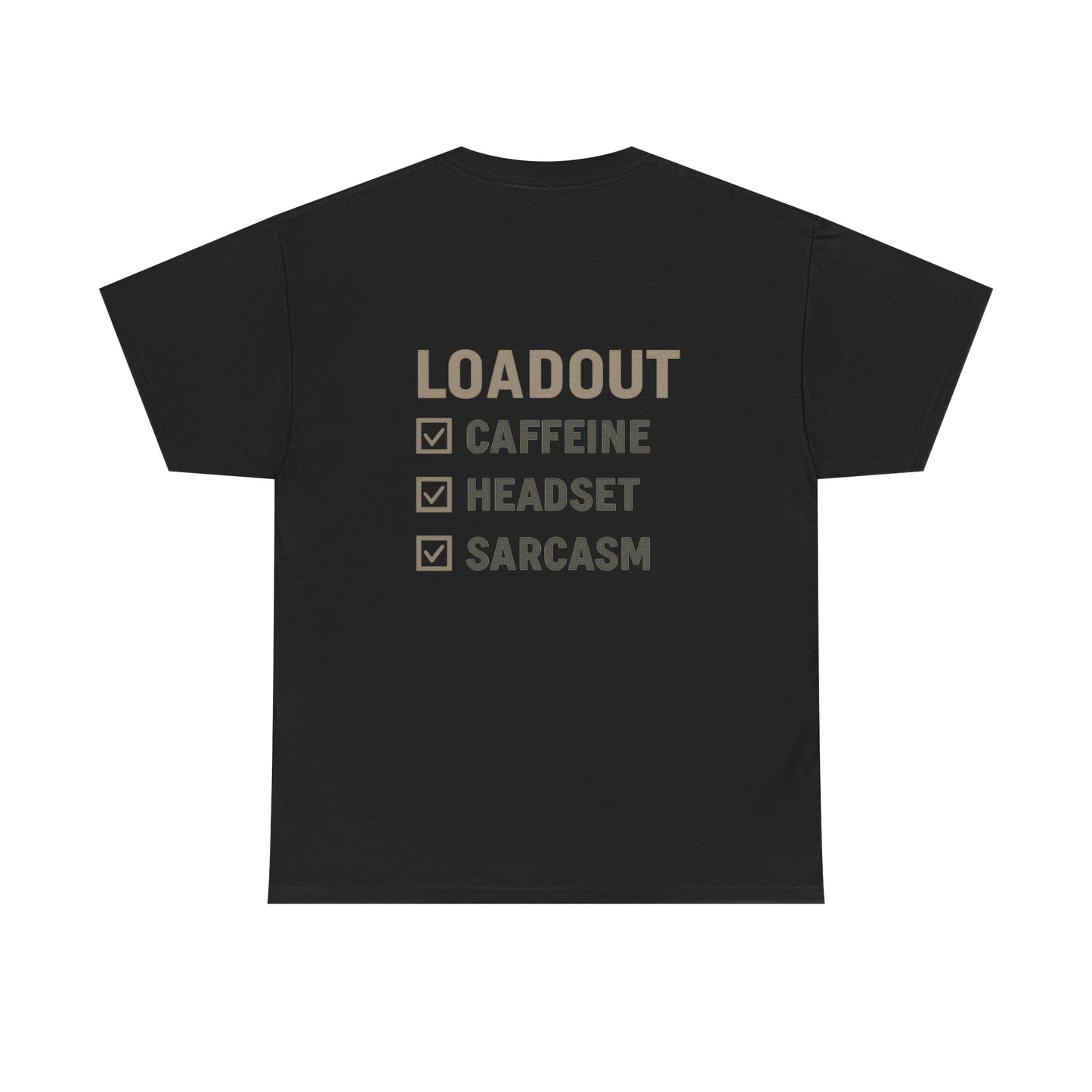 Unisex Heavy Cotton Tee - Loadout Checklist Design - Perfect for Gamers and Casual Wear