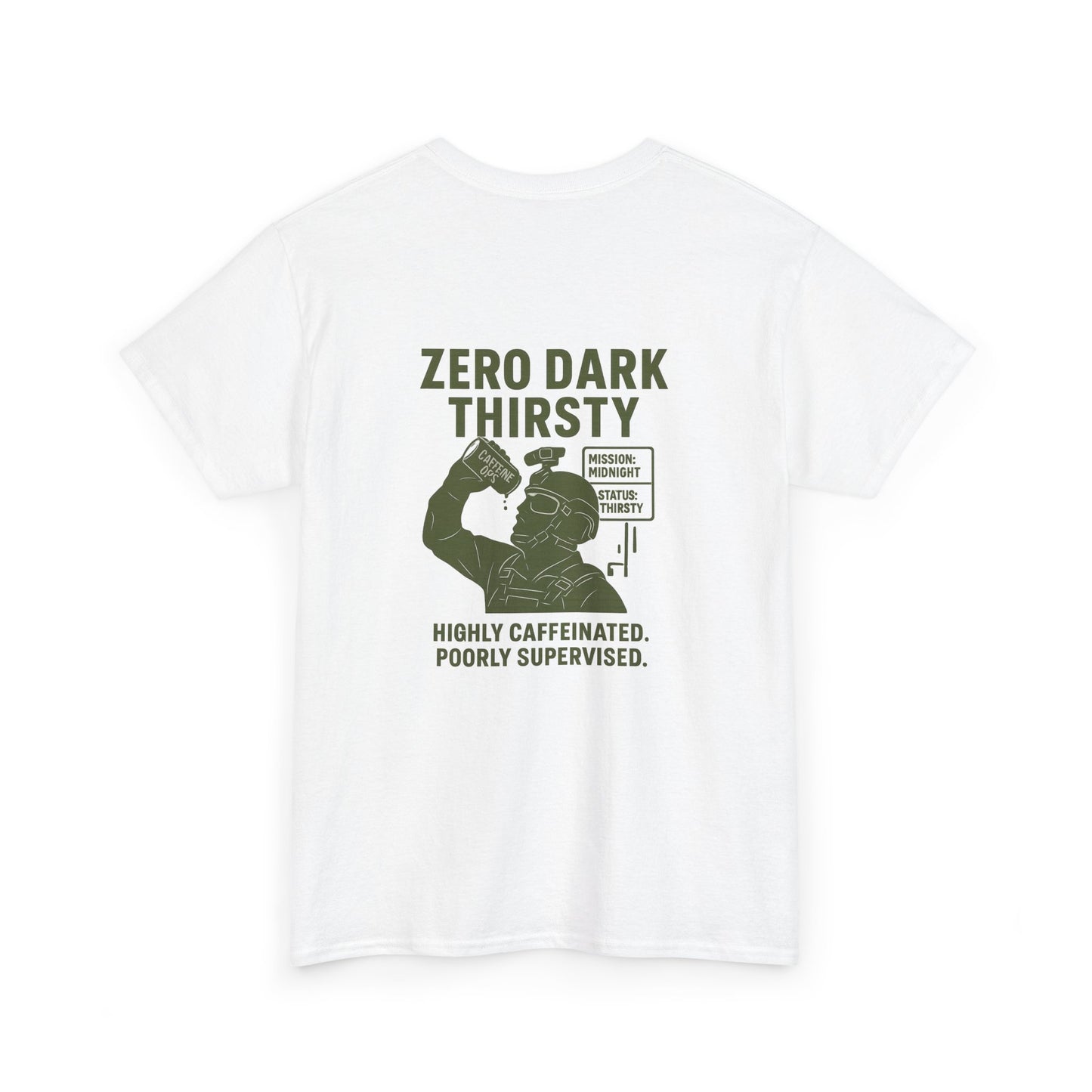 Zero Dark Thirsty Unisex Heavy Cotton Tee - Funny Coffee Lover Shirt