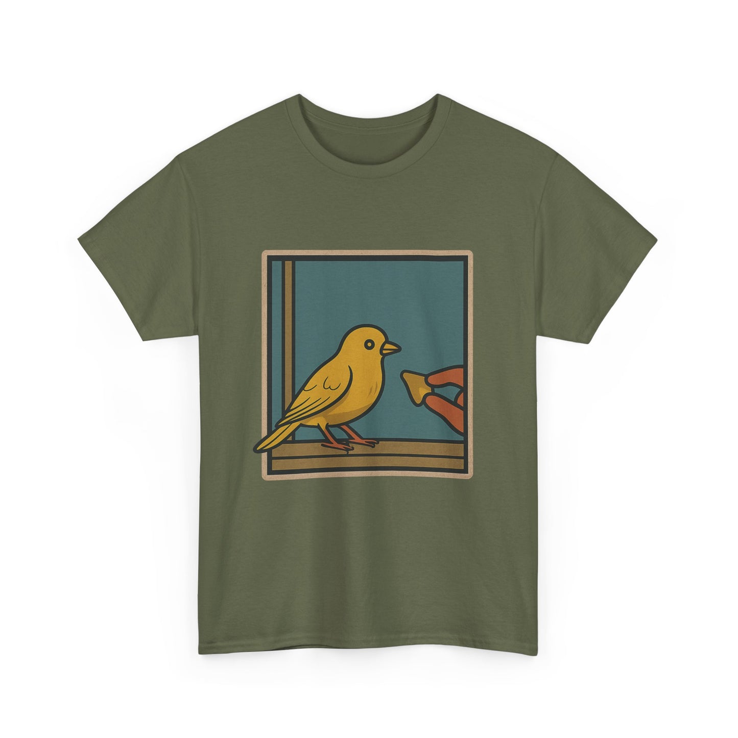 Yellow Birdie Unisex Heavy Cotton Tee - Vibrant Bird Design for Nature Lovers LOL You know what happens.