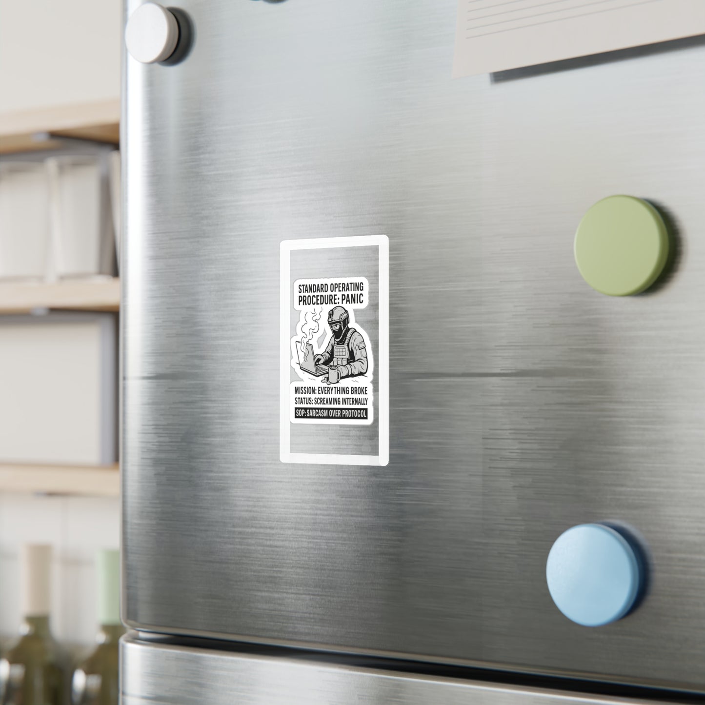 Humorous Vinyl Decals - "Standard Operating Procedure: Panic"