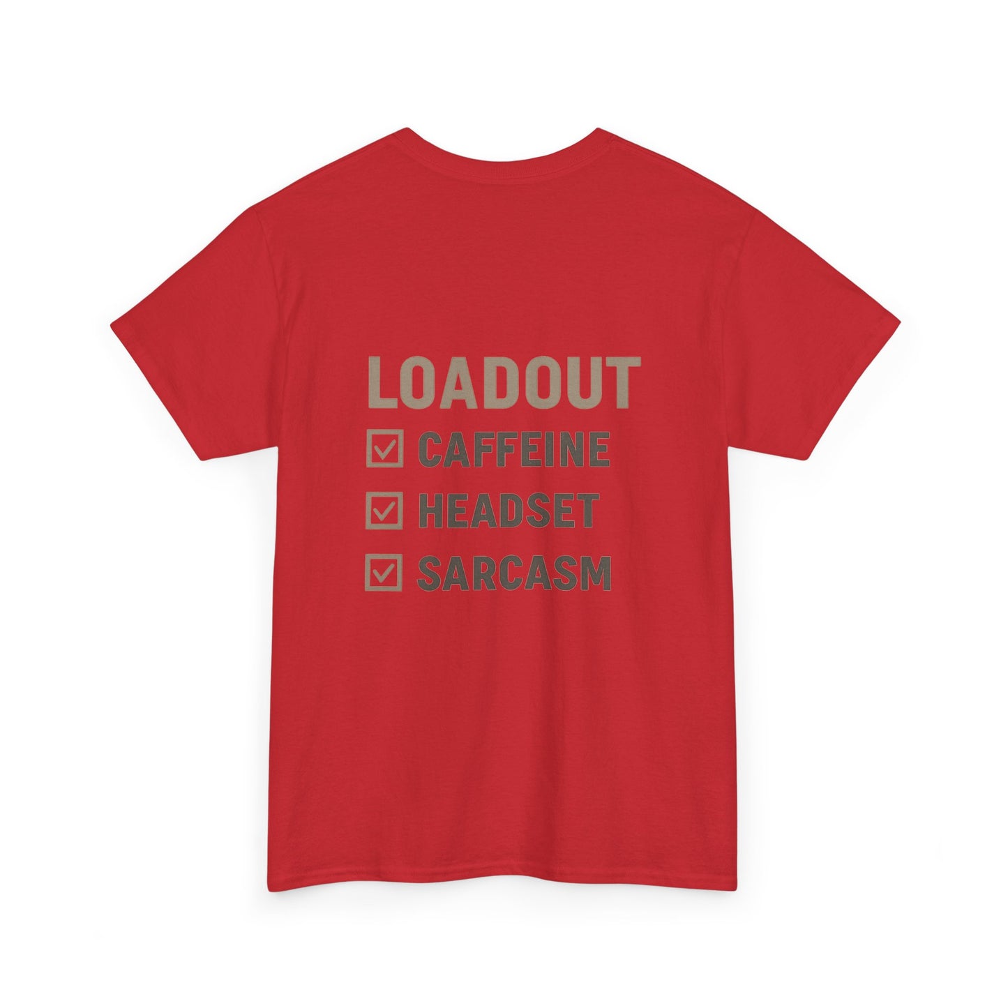 Unisex Heavy Cotton Tee - Loadout Checklist Design - Perfect for Gamers and Casual Wear