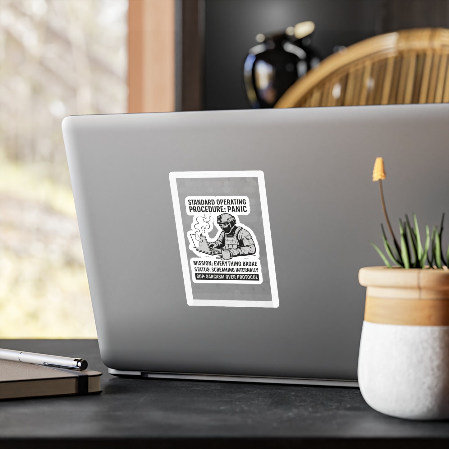 Humorous Vinyl Decals - "Standard Operating Procedure: Panic"