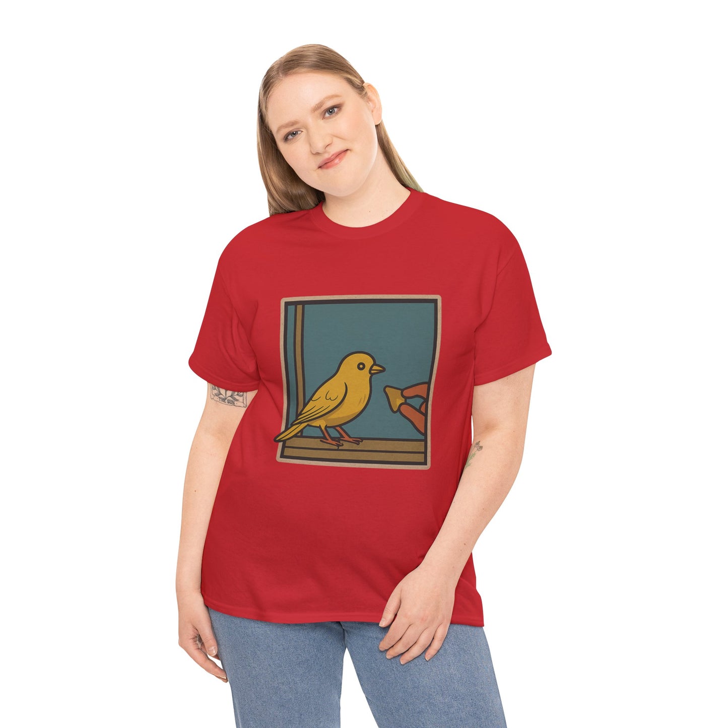 Yellow Birdie Unisex Heavy Cotton Tee - Vibrant Bird Design for Nature Lovers LOL You know what happens.