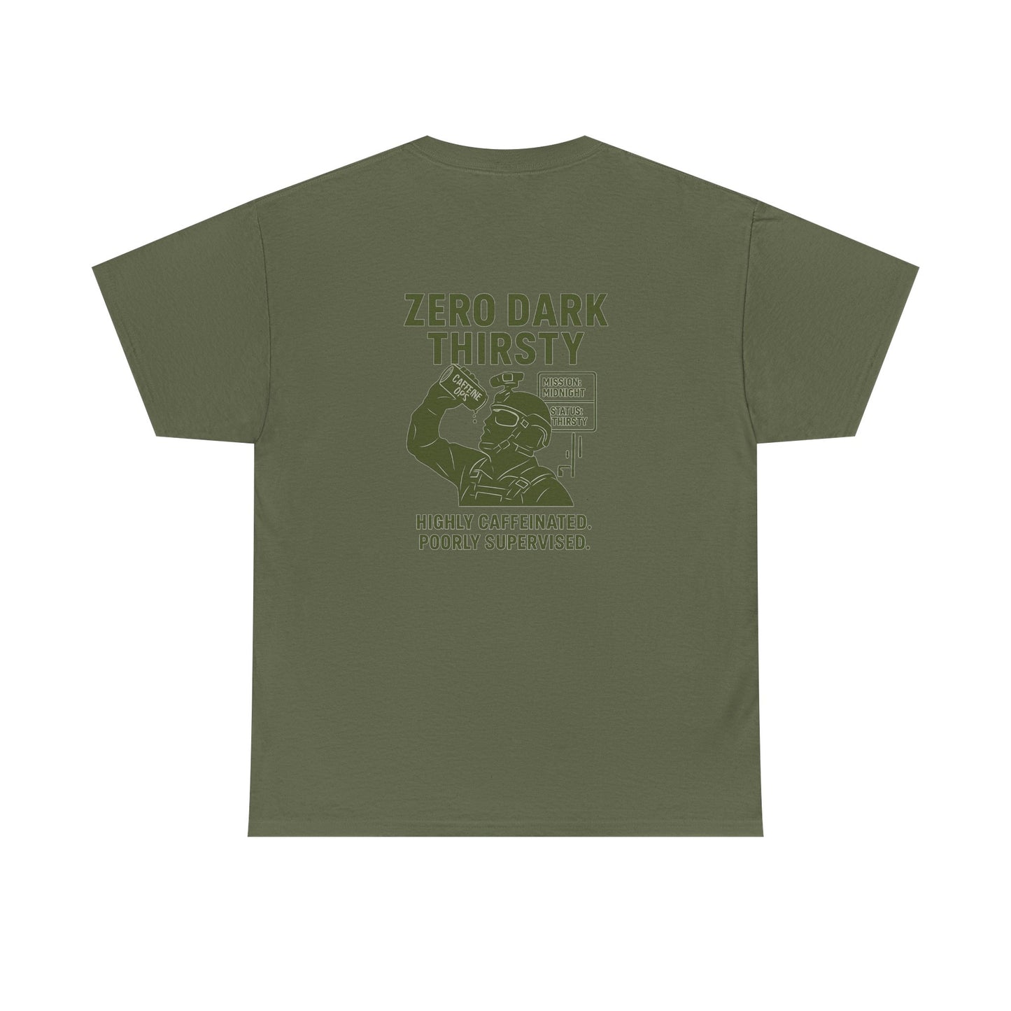 Zero Dark Thirsty Unisex Heavy Cotton Tee - Funny Coffee Lover Shirt