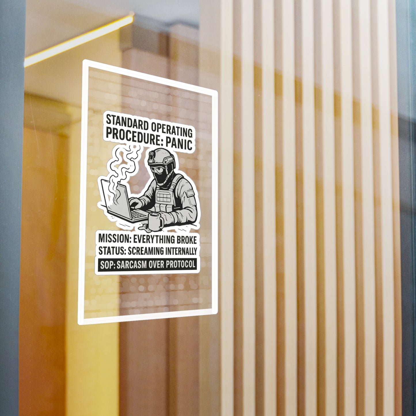 Humorous Vinyl Decals - "Standard Operating Procedure: Panic"