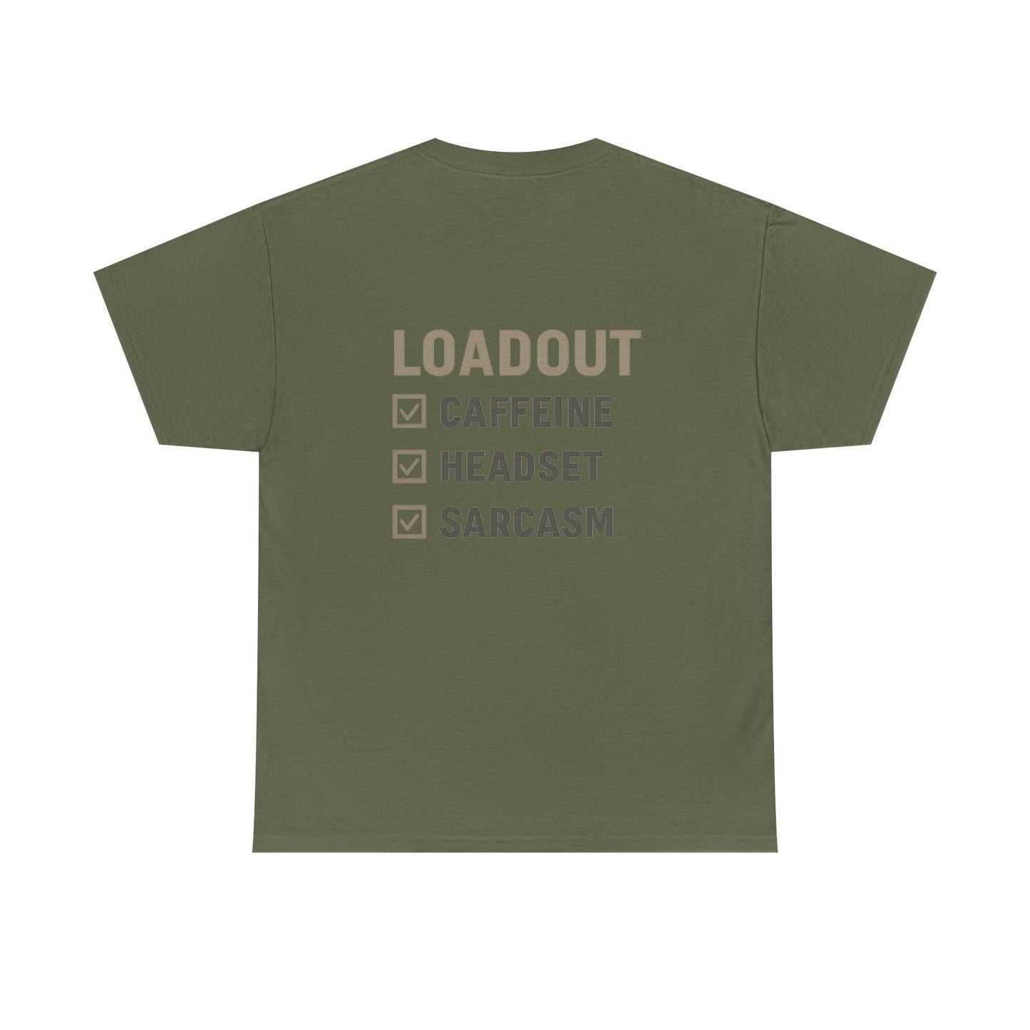 Unisex Heavy Cotton Tee - Loadout Checklist Design - Perfect for Gamers and Casual Wear