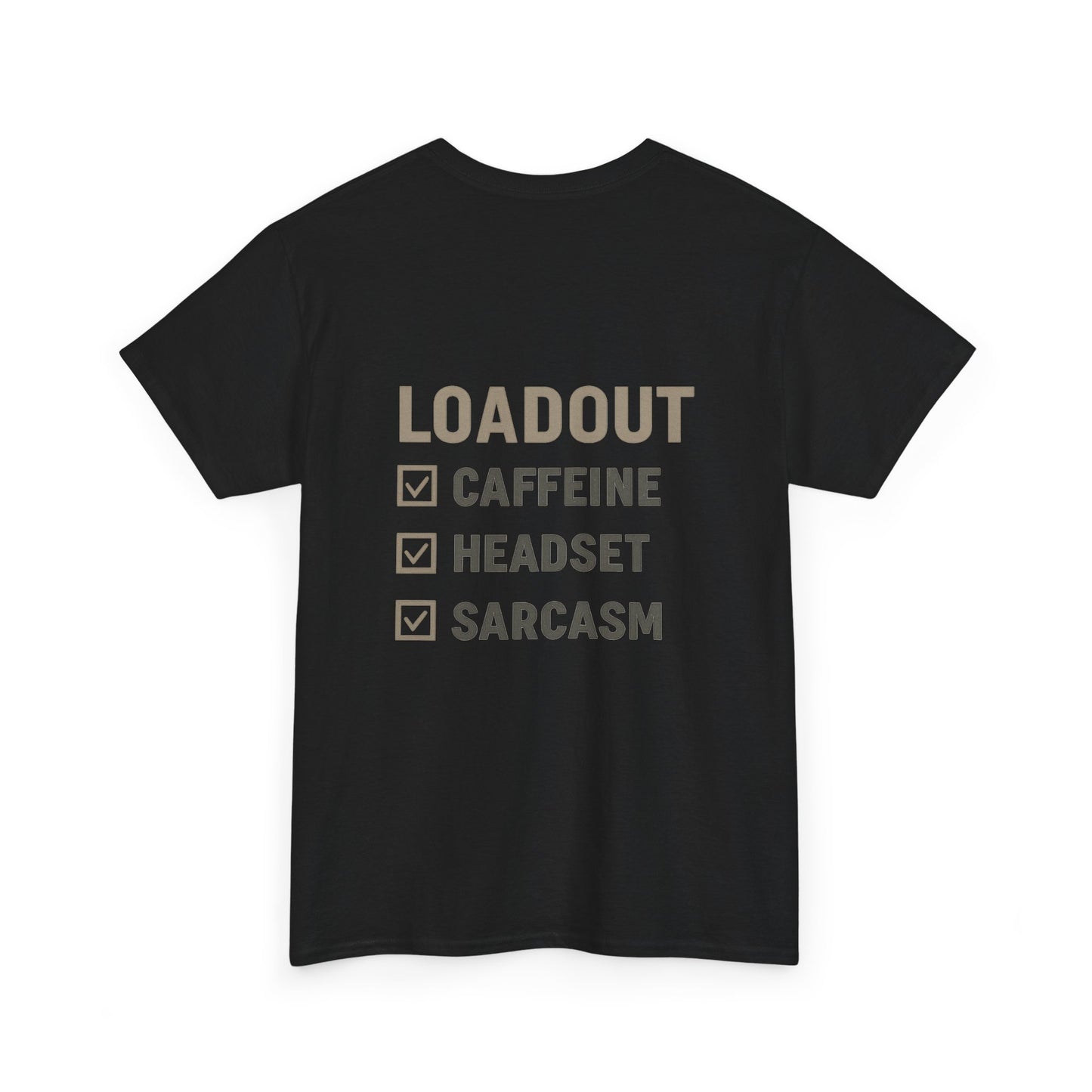 Unisex Heavy Cotton Tee - Loadout Checklist Design - Perfect for Gamers and Casual Wear