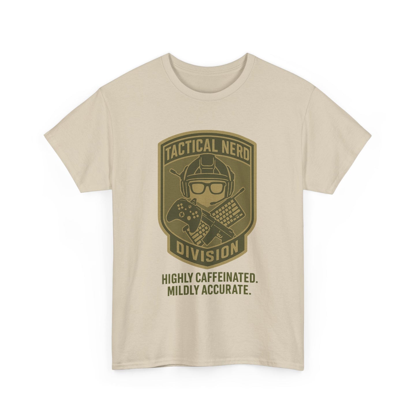 Tactical Nerd Unisex Heavy Cotton Tee - Highly Caffeinated, Mildly Accurate