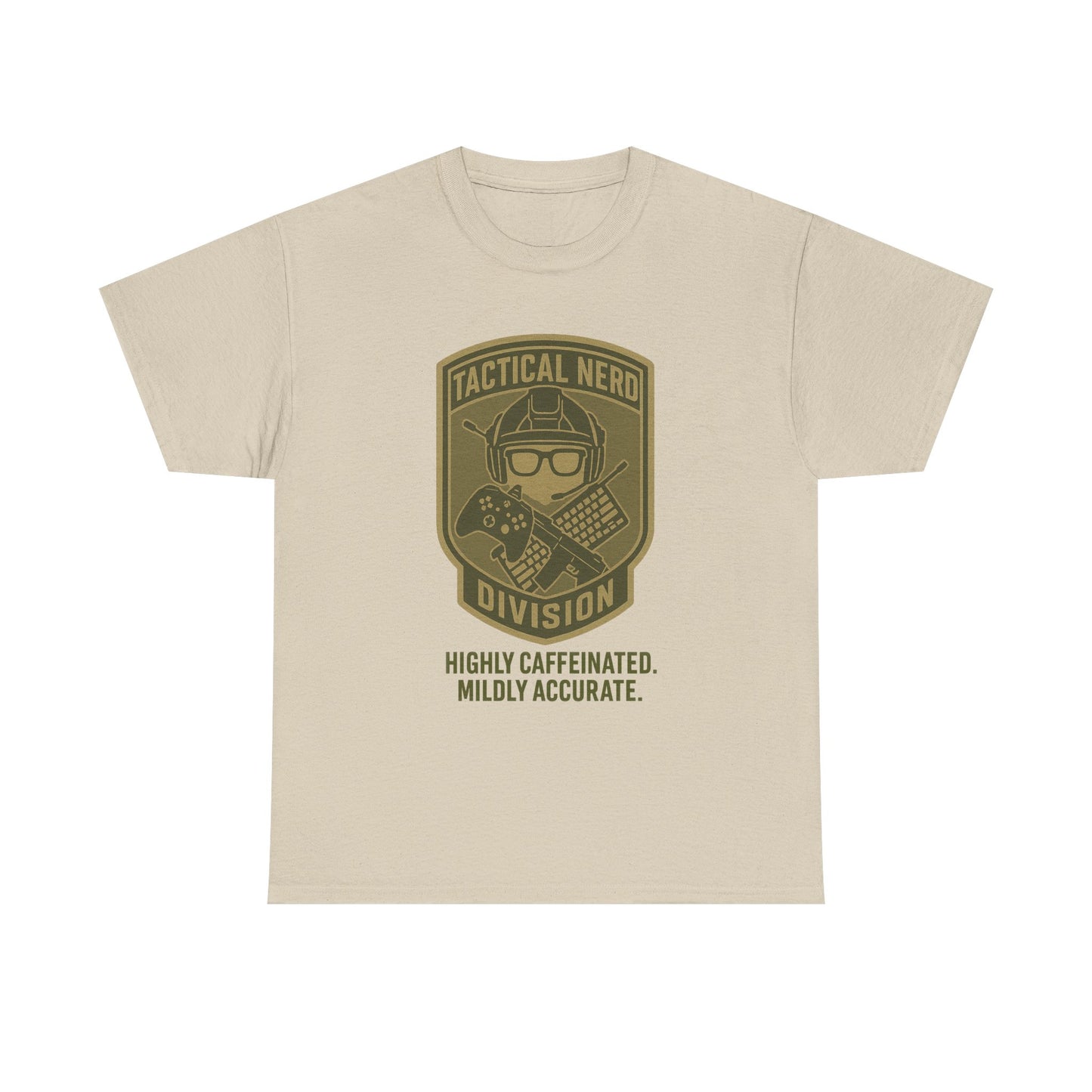 Tactical Nerd Unisex Heavy Cotton Tee - Highly Caffeinated, Mildly Accurate