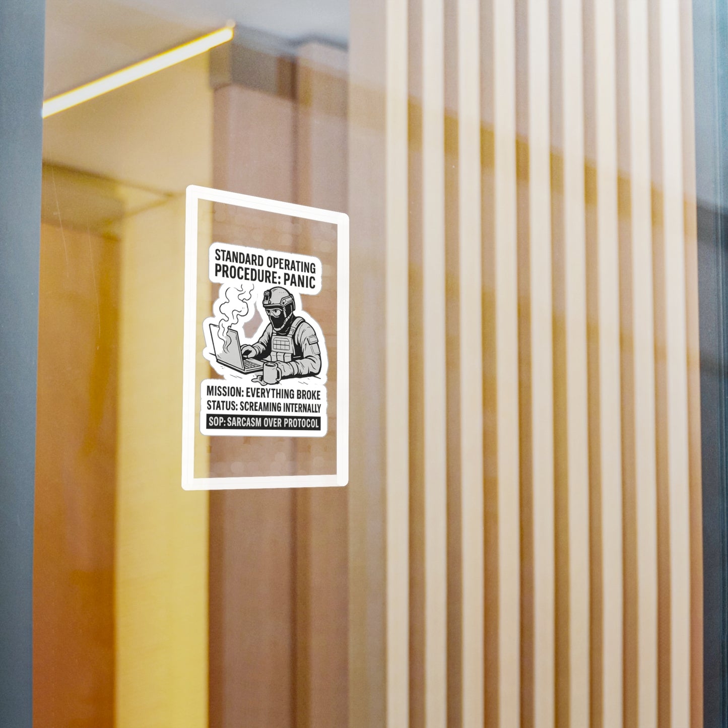 Humorous Vinyl Decals - "Standard Operating Procedure: Panic"