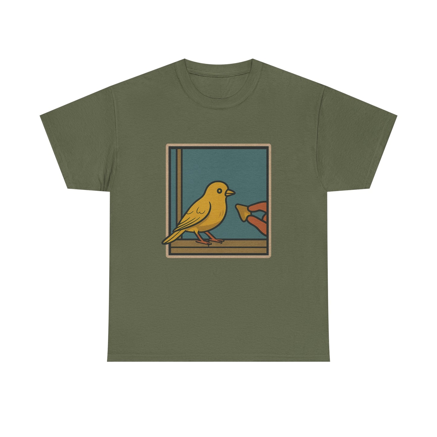 Yellow Birdie Unisex Heavy Cotton Tee - Vibrant Bird Design for Nature Lovers LOL You know what happens.