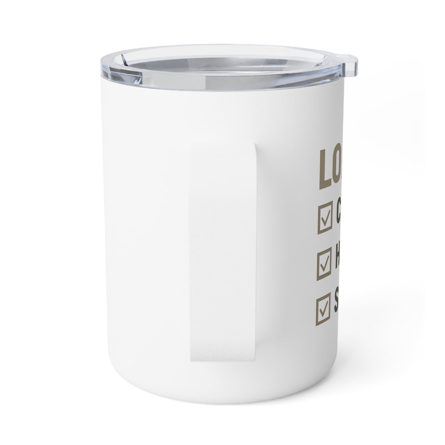 Funny Insulated Coffee Mug - Loadout Checklist for Caffeine, Headset, Sarcasm