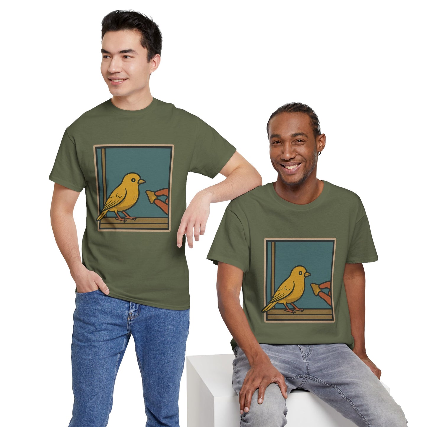 Yellow Birdie Unisex Heavy Cotton Tee - Vibrant Bird Design for Nature Lovers LOL You know what happens.