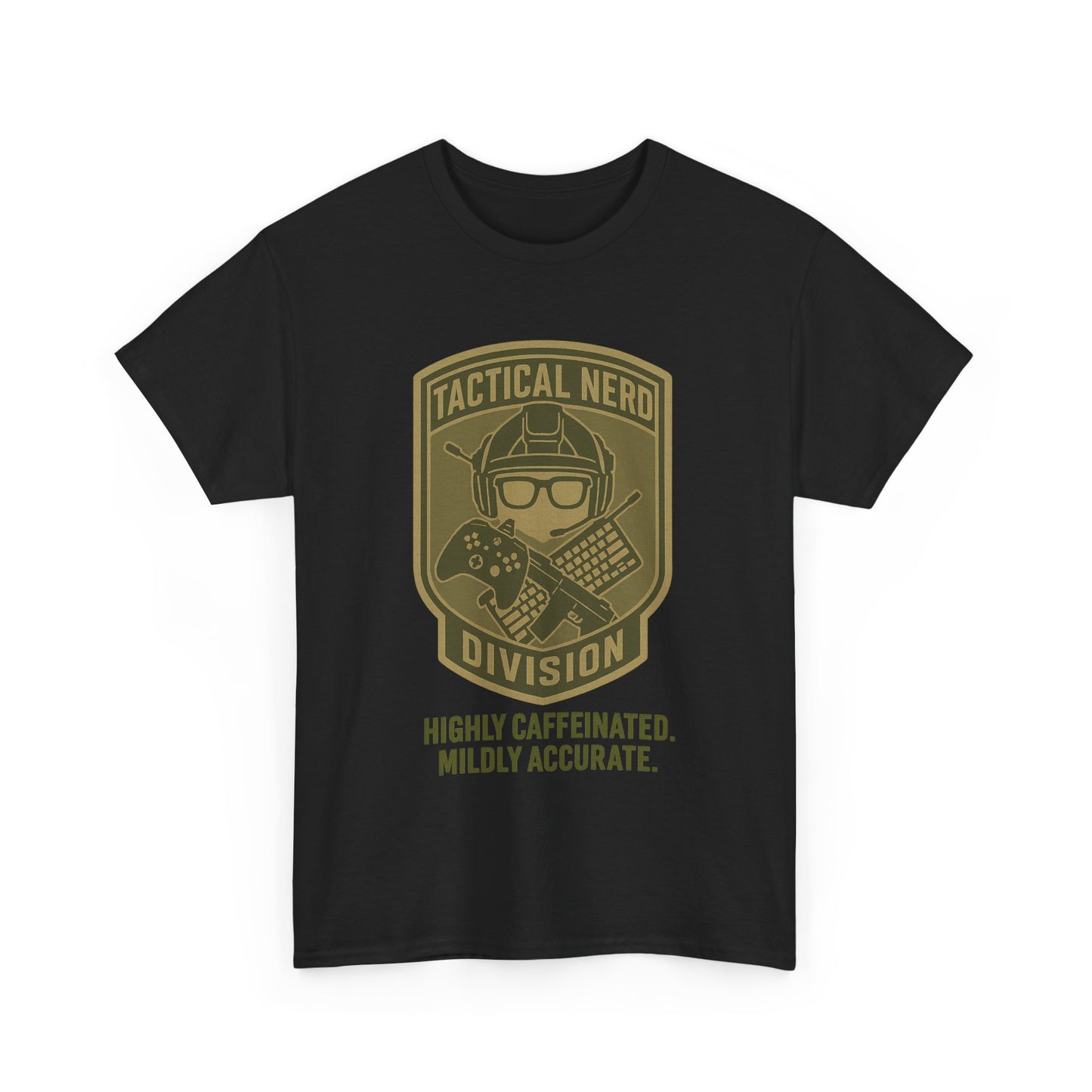 Tactical Nerd Unisex Heavy Cotton Tee - Highly Caffeinated, Mildly Accurate