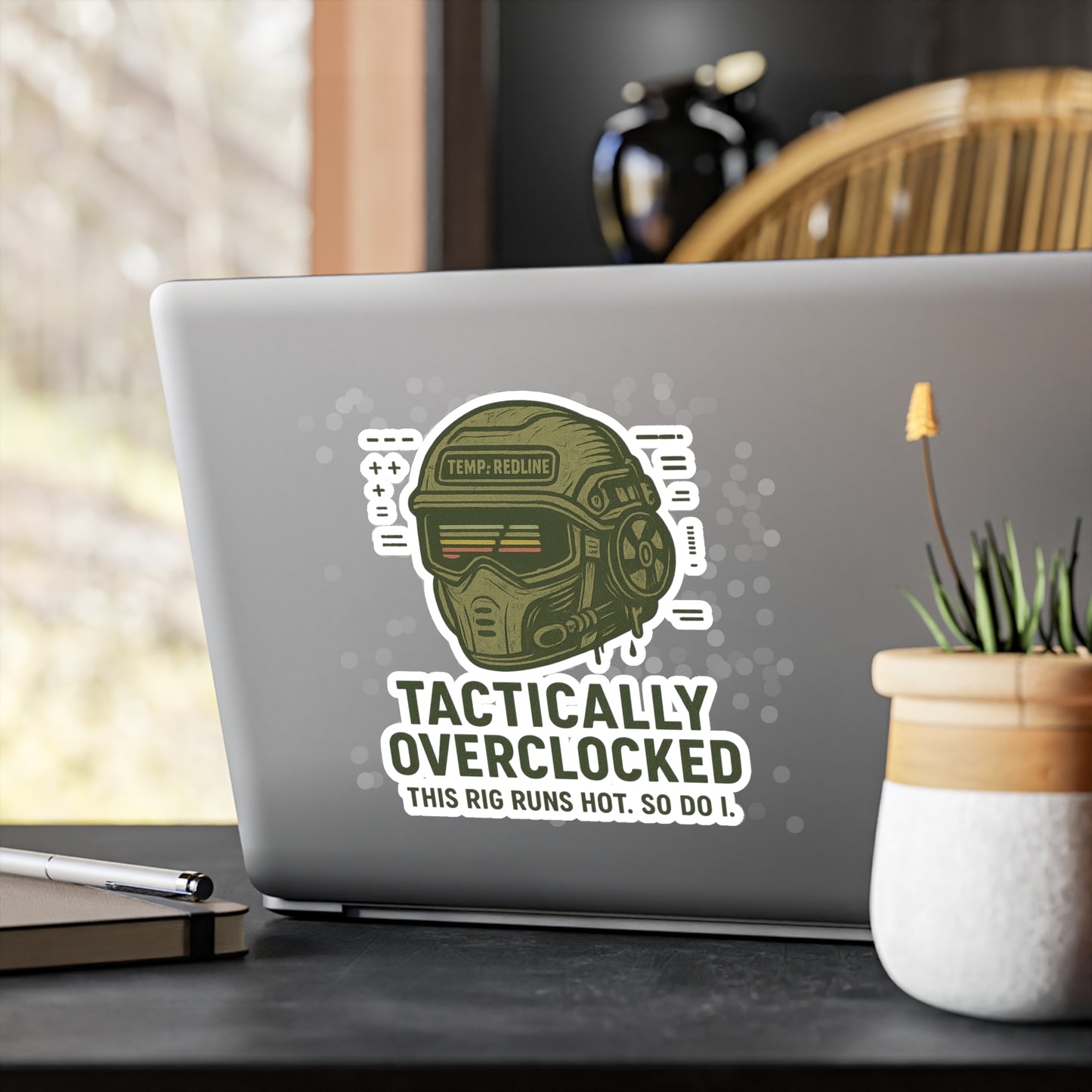 Tactically Overclocked Vinyl Decal - Gamer Style Sticker for Tech Enthusiasts