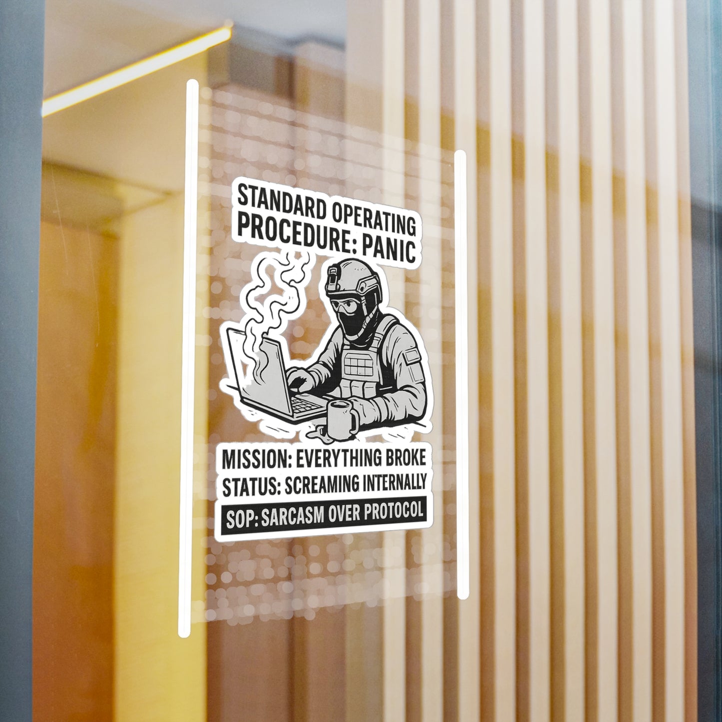 Humorous Vinyl Decals - "Standard Operating Procedure: Panic"