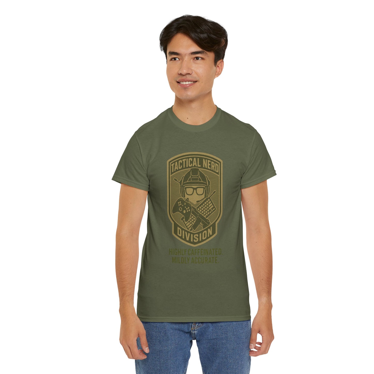 Tactical Nerd Unisex Heavy Cotton Tee - Highly Caffeinated, Mildly Accurate
