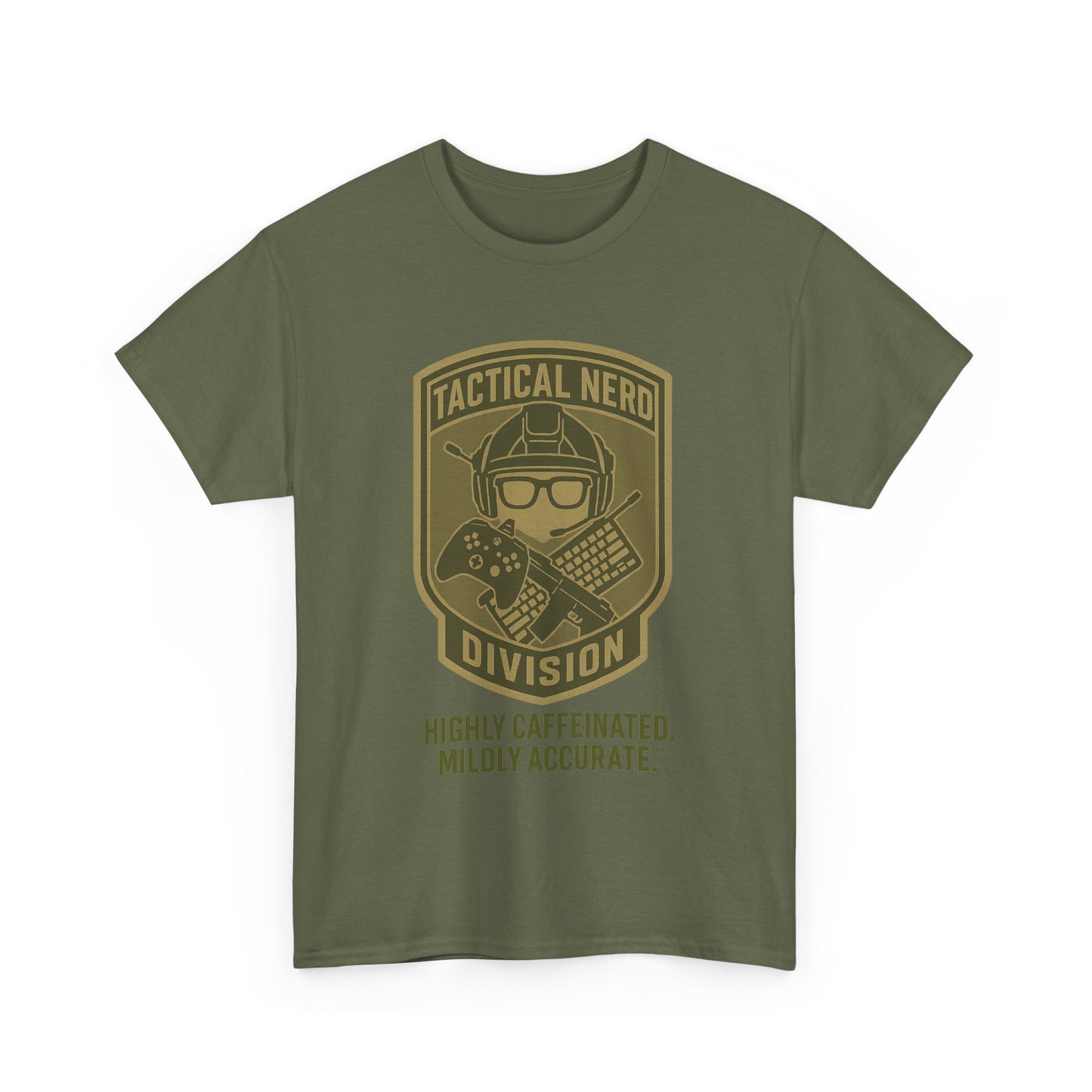 Tactical Nerd Unisex Heavy Cotton Tee - Highly Caffeinated, Mildly Accurate