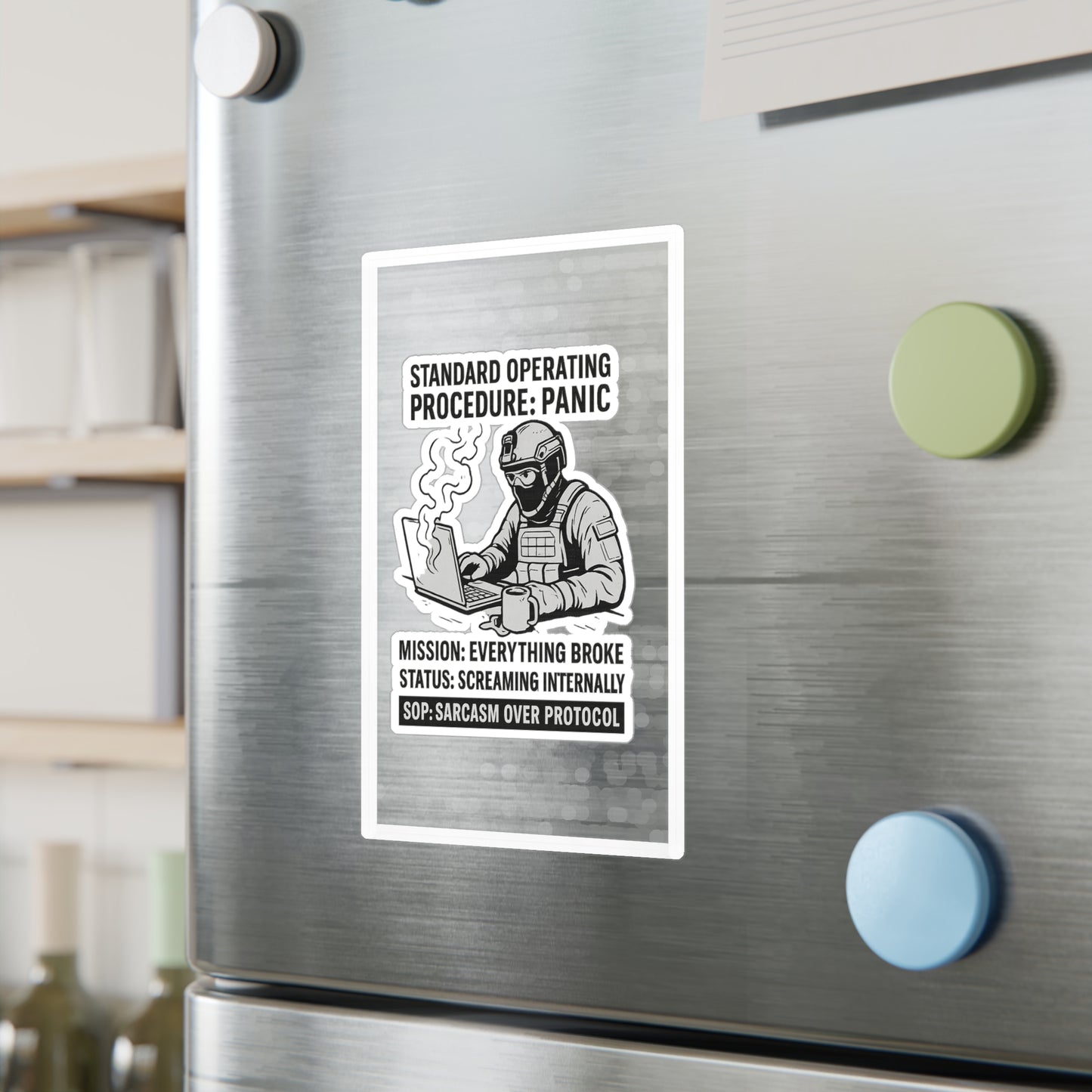 Humorous Vinyl Decals - "Standard Operating Procedure: Panic"