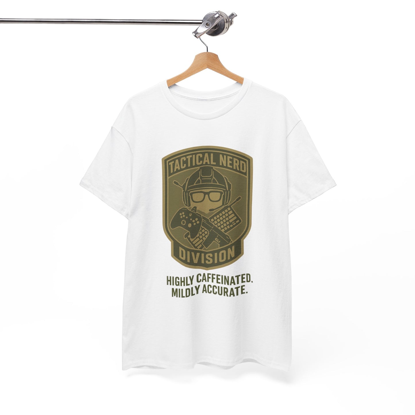 Tactical Nerd Unisex Heavy Cotton Tee - Highly Caffeinated, Mildly Accurate