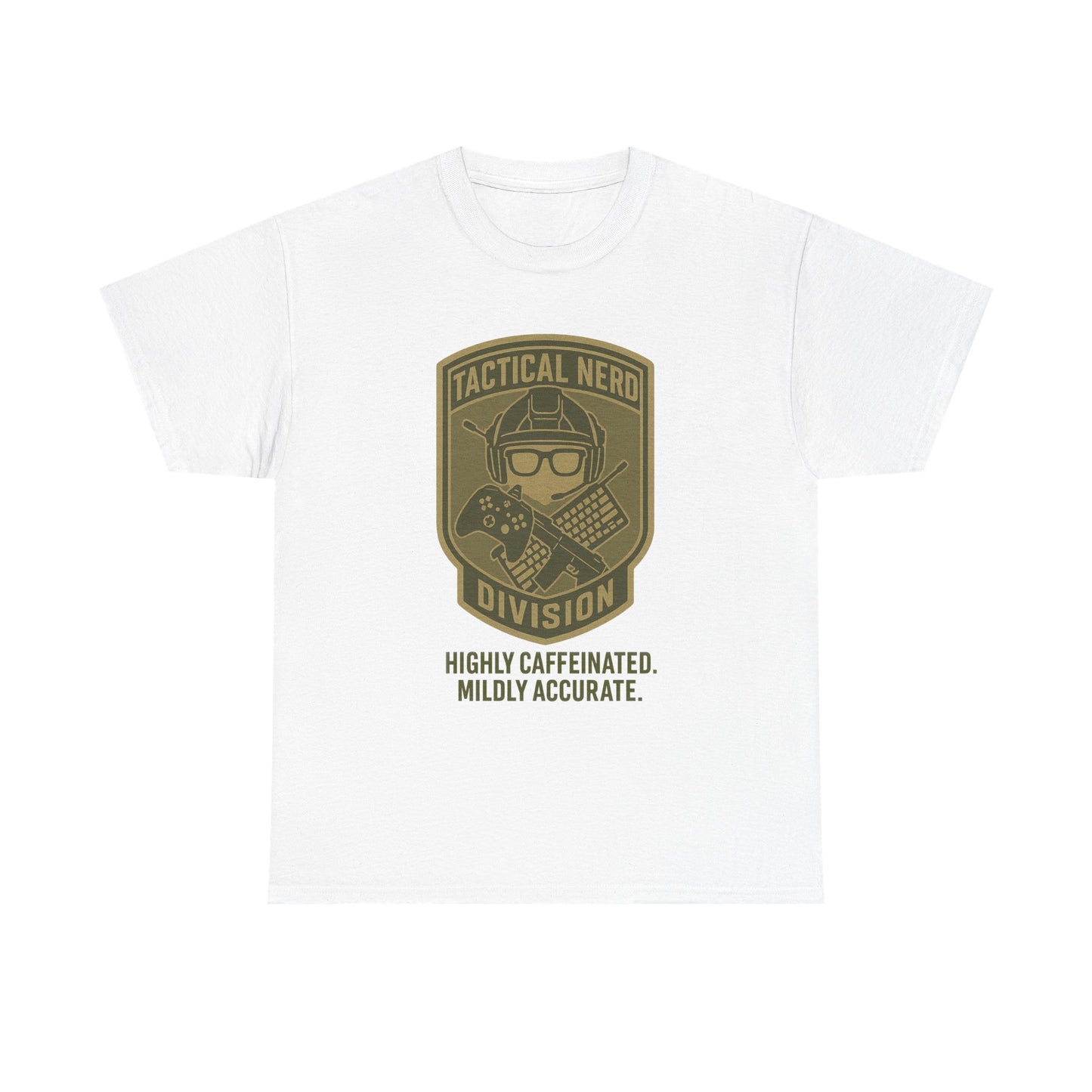 Tactical Nerd Unisex Heavy Cotton Tee - Highly Caffeinated, Mildly Accurate
