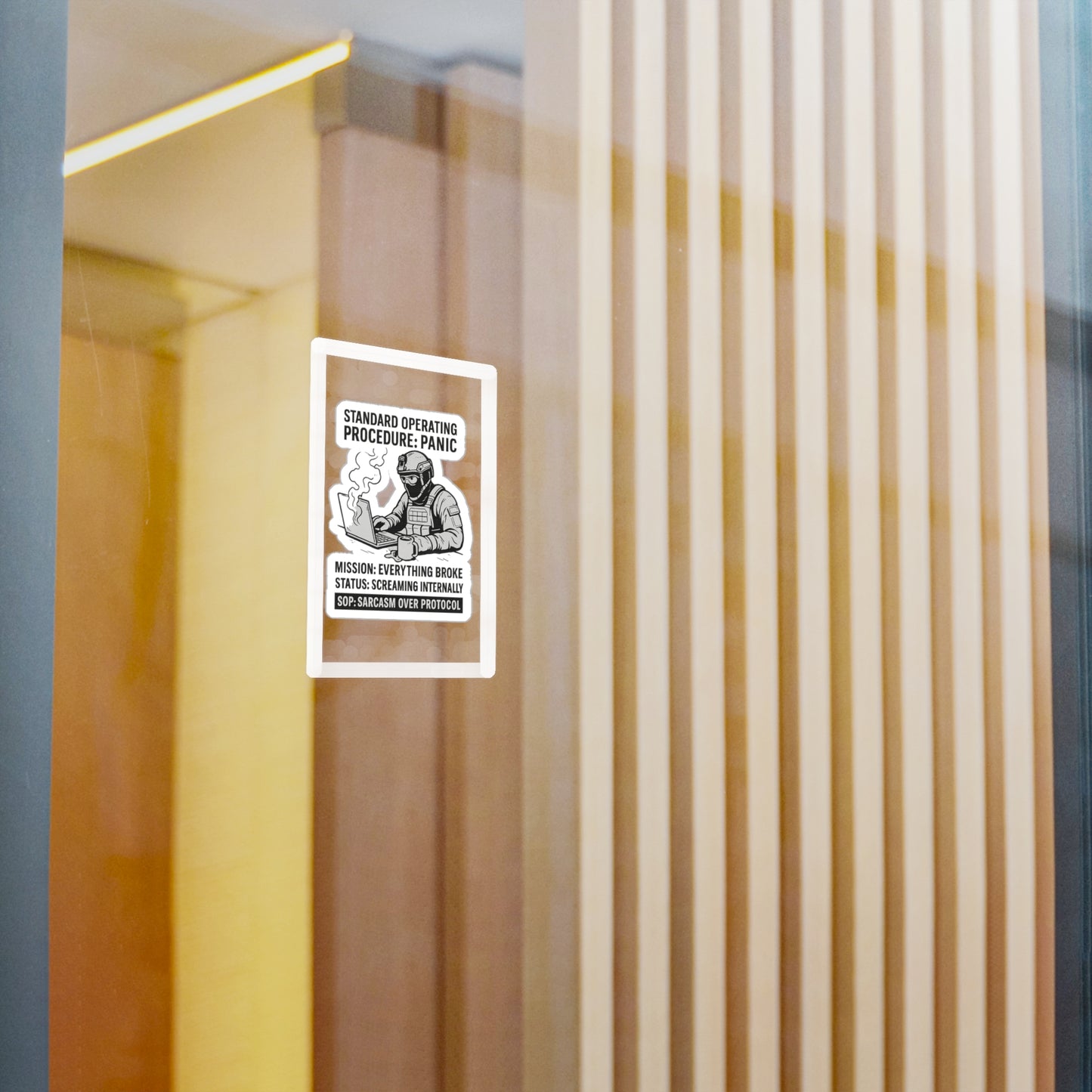 Humorous Vinyl Decals - "Standard Operating Procedure: Panic"