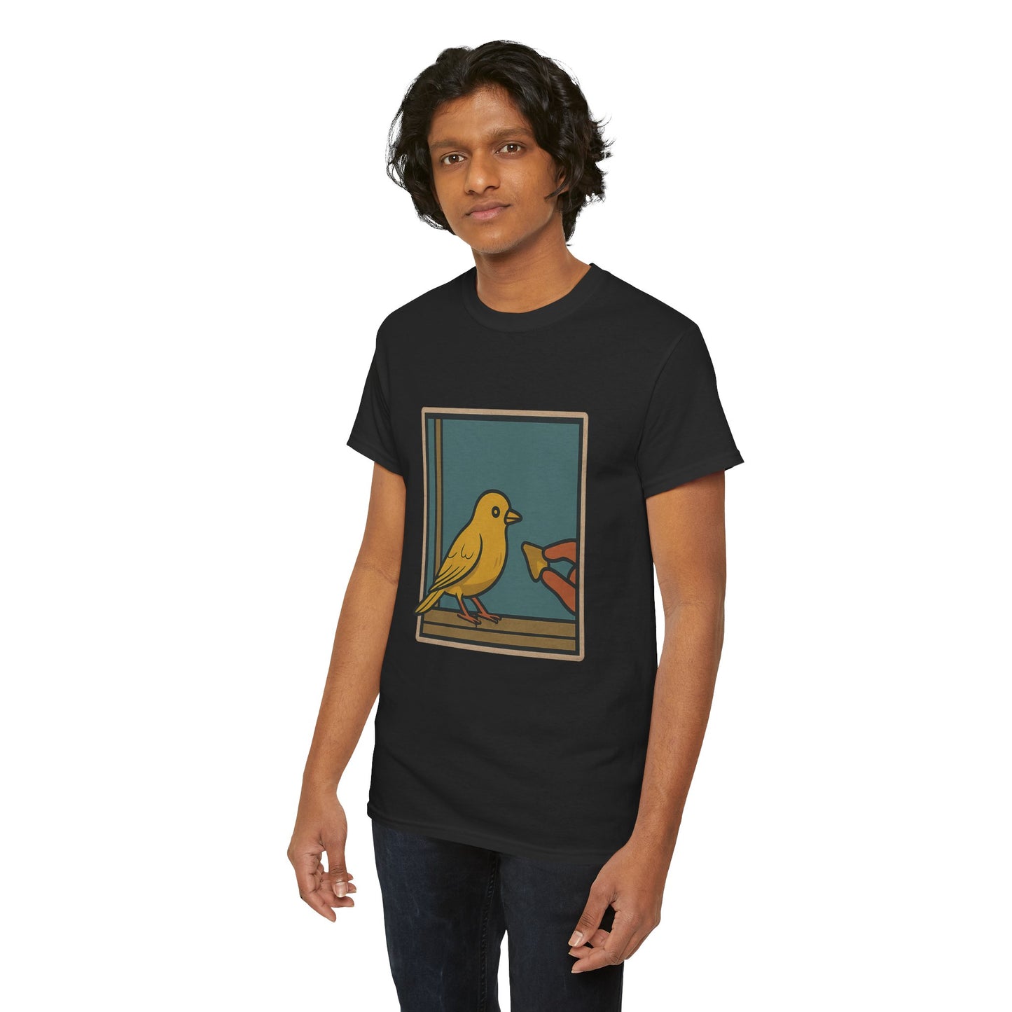 Yellow Birdie Unisex Heavy Cotton Tee - Vibrant Bird Design for Nature Lovers LOL You know what happens.