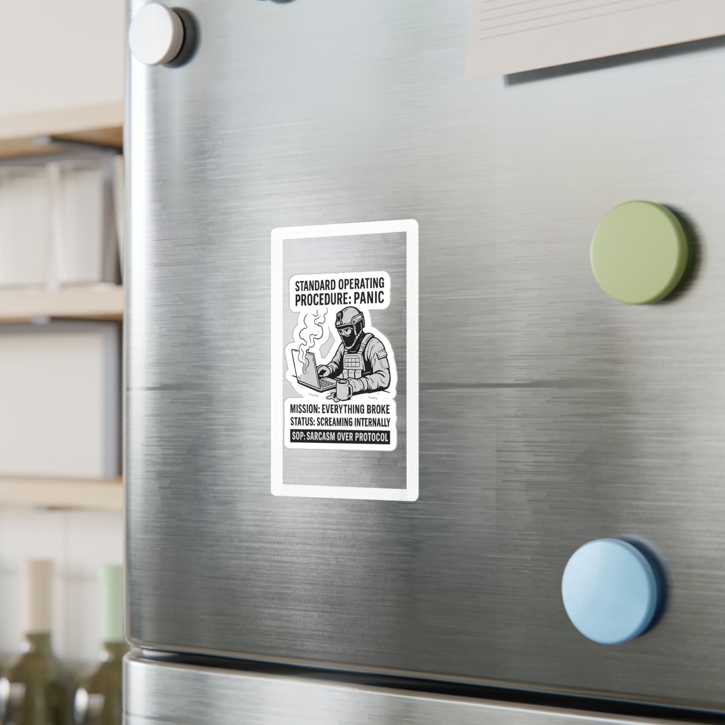 Humorous Vinyl Decals - "Standard Operating Procedure: Panic"