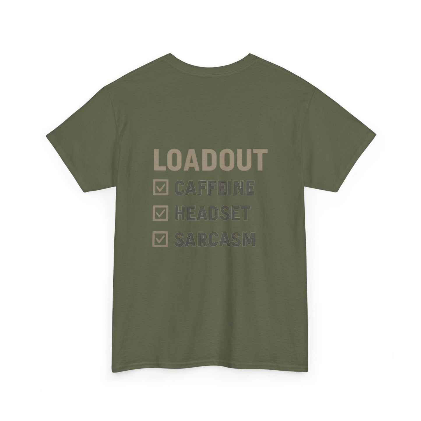 Unisex Heavy Cotton Tee - Loadout Checklist Design - Perfect for Gamers and Casual Wear