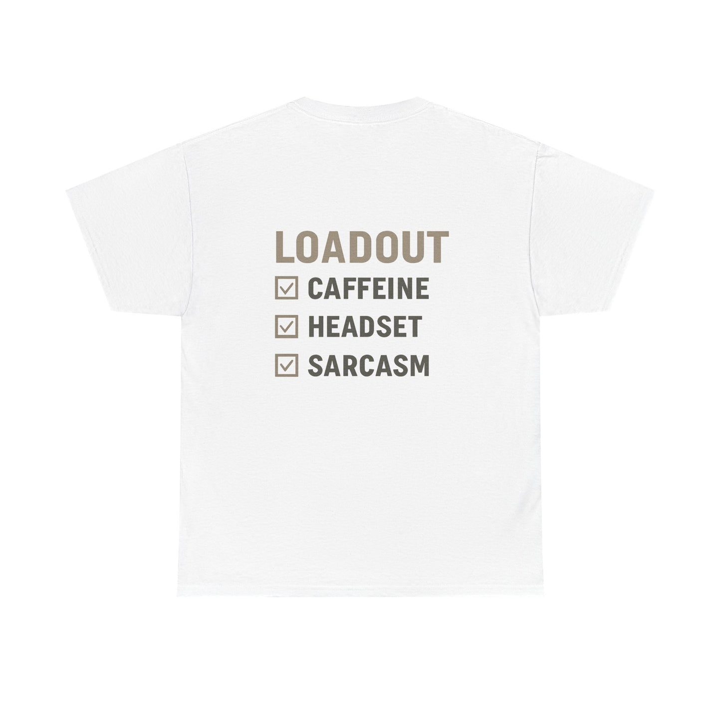 Unisex Heavy Cotton Tee - Loadout Checklist Design - Perfect for Gamers and Casual Wear