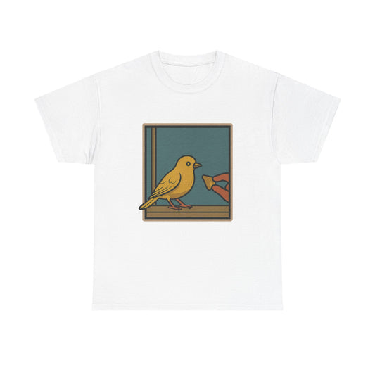 Yellow Birdie Unisex Heavy Cotton Tee - Vibrant Bird Design for Nature Lovers LOL You know what happens.