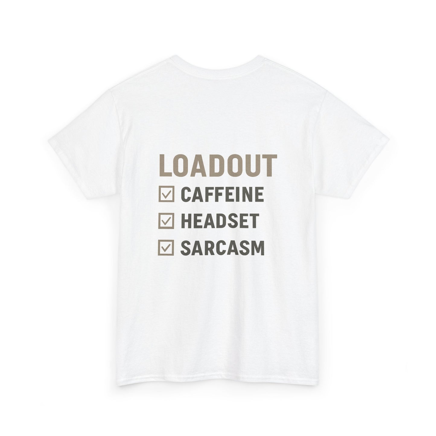Unisex Heavy Cotton Tee - Loadout Checklist Design - Perfect for Gamers and Casual Wear