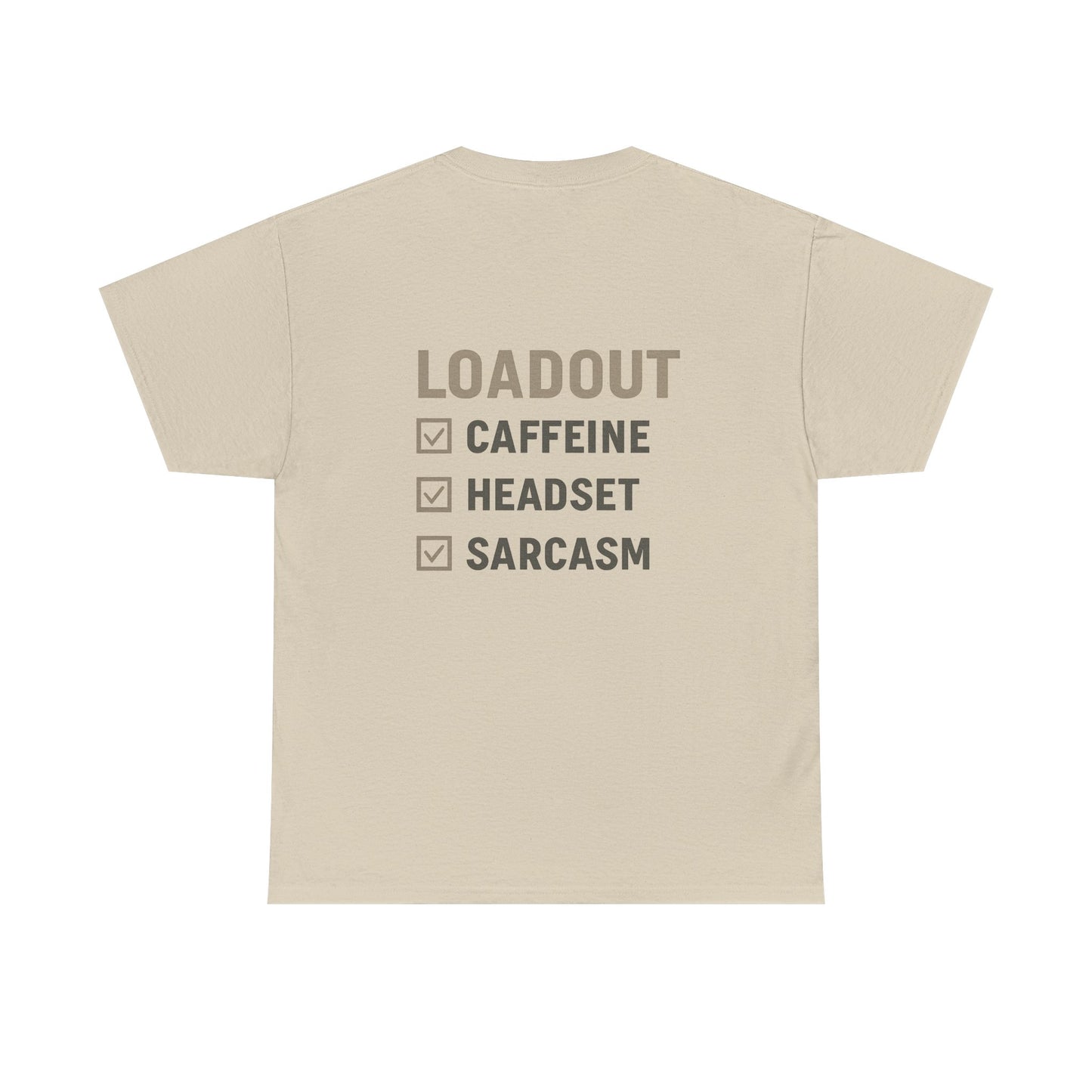 Unisex Heavy Cotton Tee - Loadout Checklist Design - Perfect for Gamers and Casual Wear