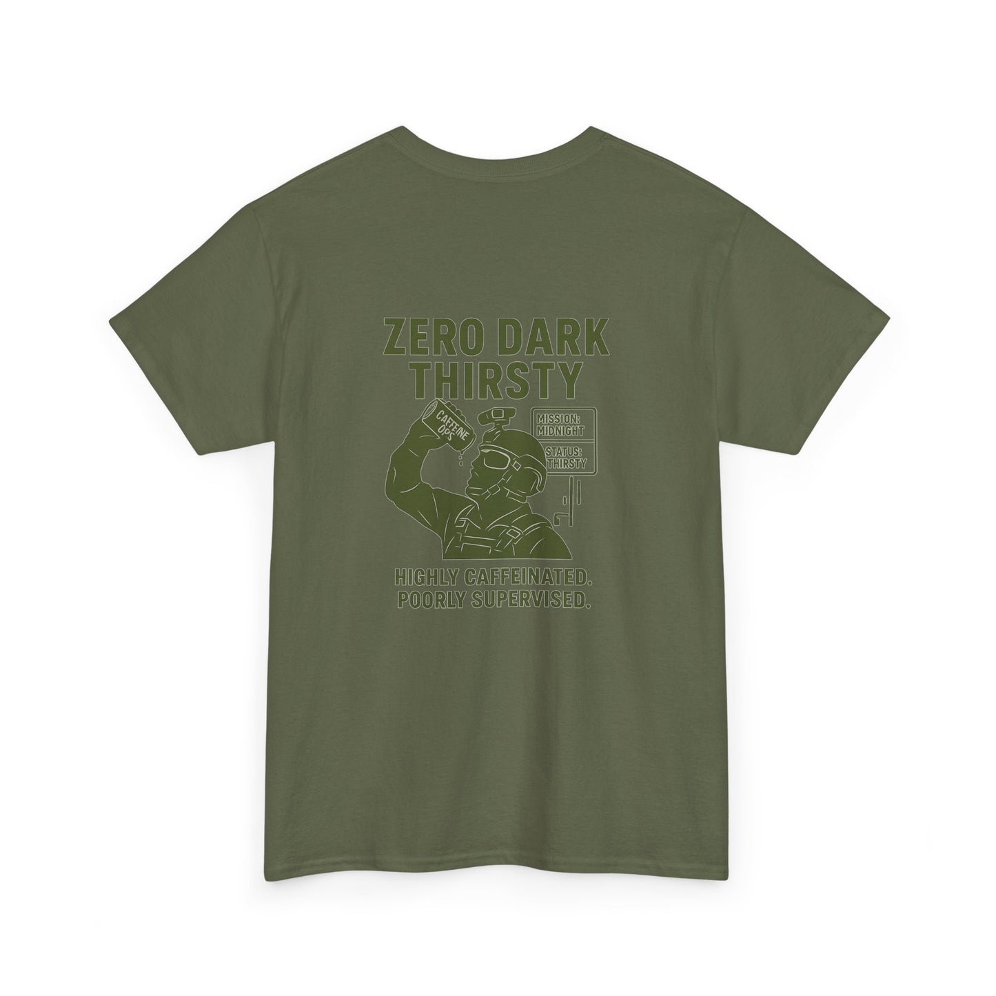 Zero Dark Thirsty Unisex Heavy Cotton Tee - Funny Coffee Lover Shirt