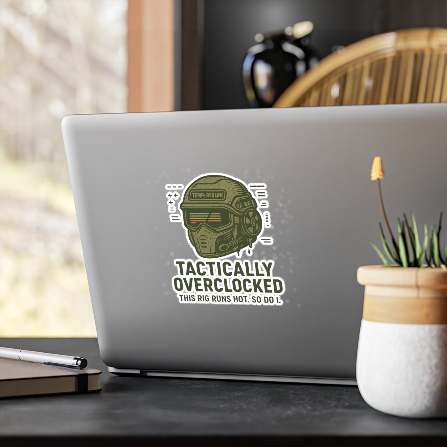 Tactically Overclocked Vinyl Decal - Gamer Style Sticker for Tech Enthusiasts