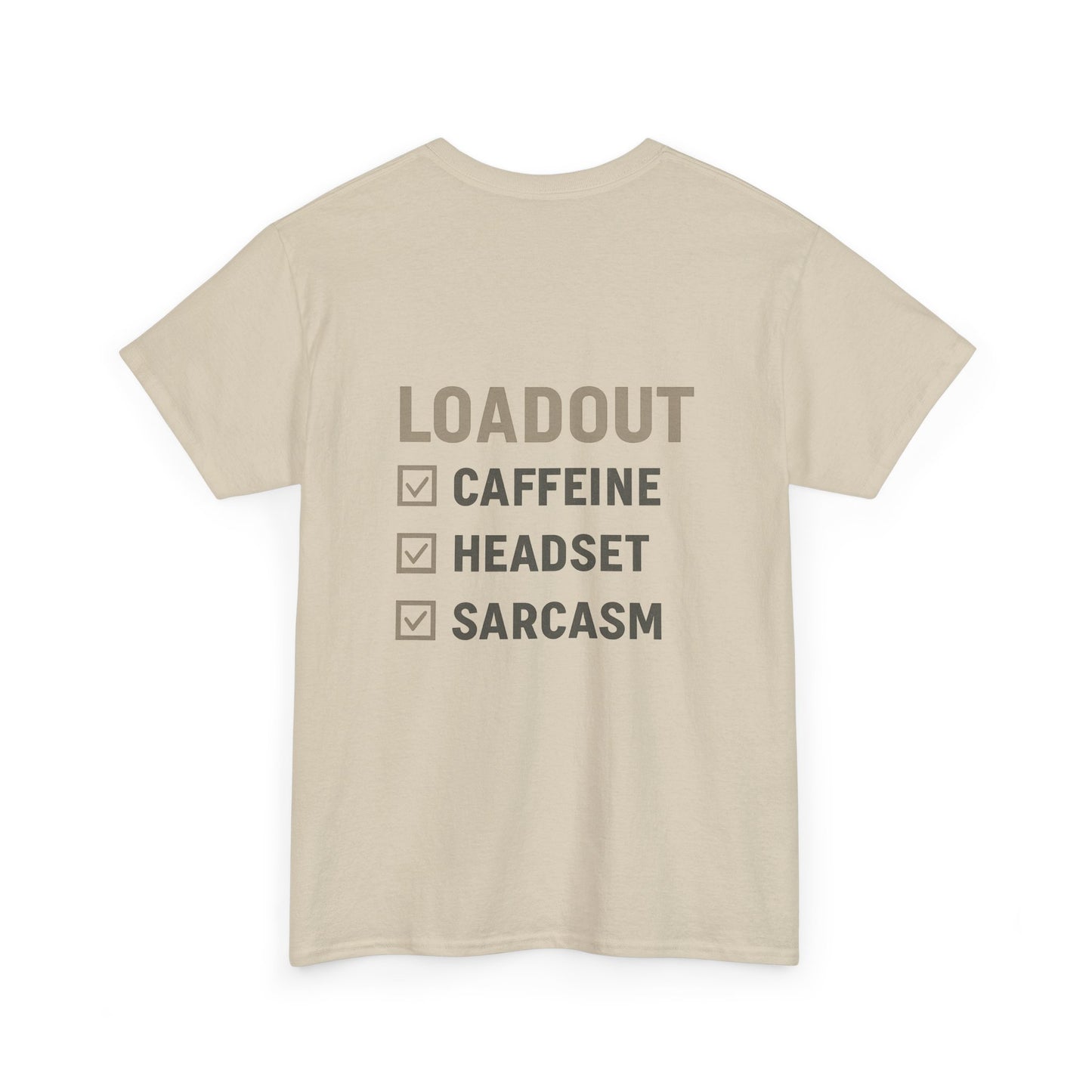 Unisex Heavy Cotton Tee - Loadout Checklist Design - Perfect for Gamers and Casual Wear