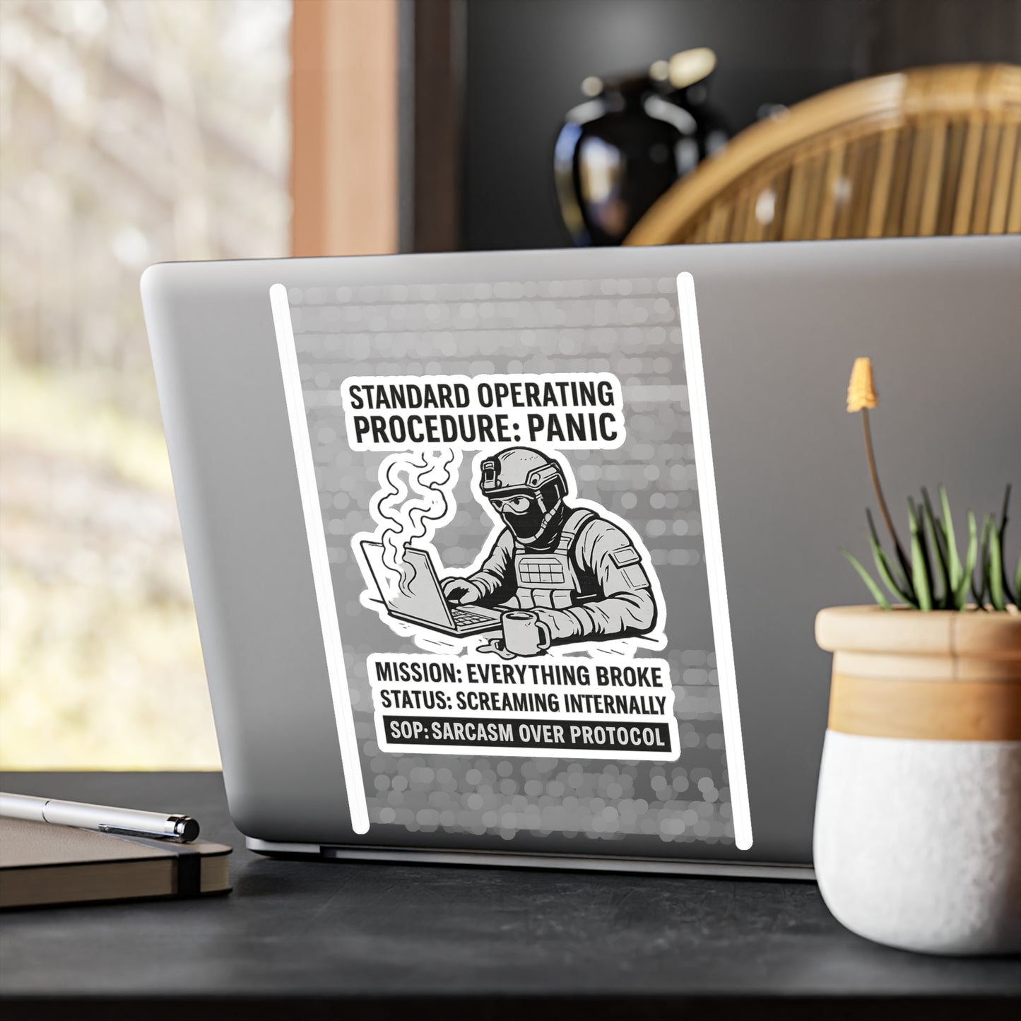 Humorous Vinyl Decals - "Standard Operating Procedure: Panic"